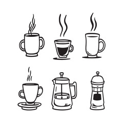 simple elegant coffee cup line art vector design