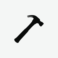 Minimalist Black Hammer Silhouette on White Background – Clean High-Contrast Vector Art for Design and Decor