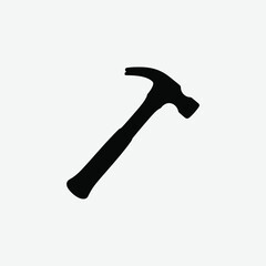 Minimalist Black Hammer Silhouette on White Background – Clean High-Contrast Vector Art for Design and Decor