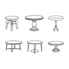 simple elegant coffee table line drawing vector illustration