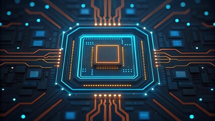 Fototapeta premium High-Tech Circuit Board Close-up of Advanced Microprocessor Technology