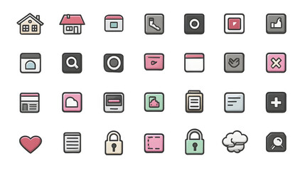 Flat design icons set illustration