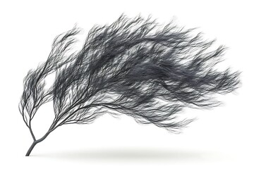 Wispy Realistic Smoke Delicate Tree-like Forms in Black and White