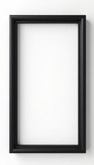 Sleek black frame isolated on pure white backdrop, minimal, edge
