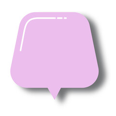 3d purple speech bubble with black shadow doodle vector sticker, flat message box, blank chat box element, frame border, banner
