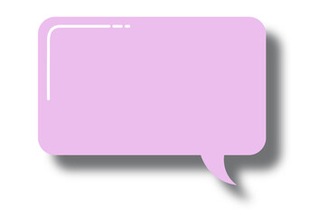 3d purple speech bubble with black shadow doodle vector sticker, flat message box, blank chat box element, frame border, banner