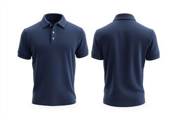 Plakat Navy blue polo shirt mockup clothing front back.