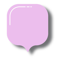 3d purple speech bubble with black shadow doodle vector sticker, flat message box, blank chat box element, frame border, banner