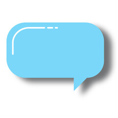 Naklejka premium 3d blue speech bubble with black shadow doodle vector sticker, flat message box, blank chat box element, frame border, banner