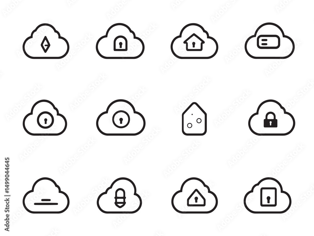Poster cloud computing technology concept simple line art design