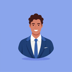 business man icon on a blue background, simple style