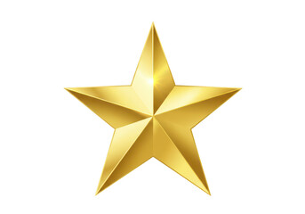 Shiny golden star isolated on transparent background for graphic design