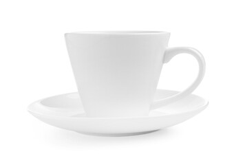 Empty coffee cup with saucer isolated on white