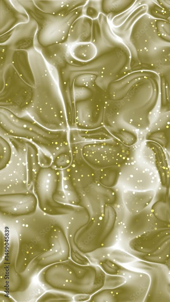 Poster vertical golden fluid motion with sparkling particles abstract background