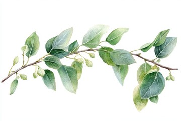 Fototapeta premium Leaf Banner. Watercolor Eucalyptus Floral Frame with Green Leaves and Plant Branches