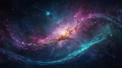 Vibrant Cosmic Nebula in Deep Space &ndash; Abstract Sci-Fi Fantasy Background. AI generated