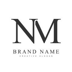 NM trendy logotype template. Initial letter n and m classic font style. Creative logo for company name or identity.