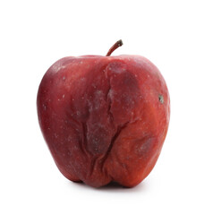 One rotten red apple isolated on white