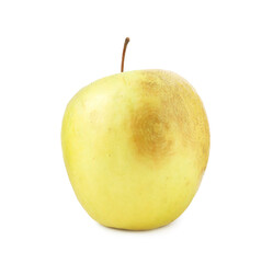 One damaged green apple isolated on white