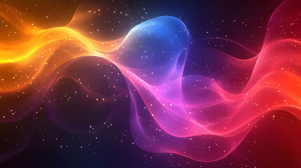 Fototapeta premium Abstract Colorful Glowing Waves with Particles Background