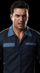 Obraz premium Serious male portrait in coveralls