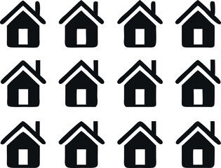 Grid of Simple Black House Icons