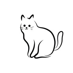 line art illustration of a cat