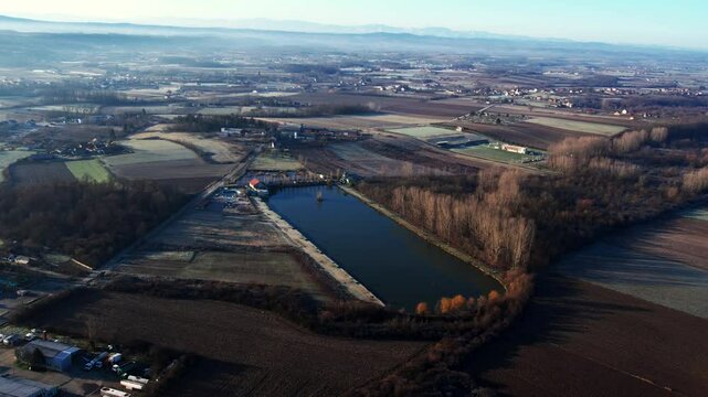 Scenic aerial view of Ub Serbia showcasing tranquil landscapes and water features during daytime