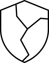 Cracked Shield Outline Simple Linear Image Collection. Editable Stroke. Perfect for Web Sites, Books, Cards, Apps