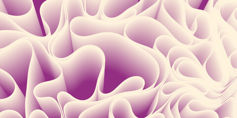 Abstract layered wave background. Flowing 3D paper curves. Modern fluid structure.