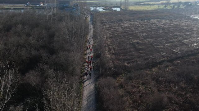 Walking along quiet paths in Ub Serbia surrounded by nature and fields