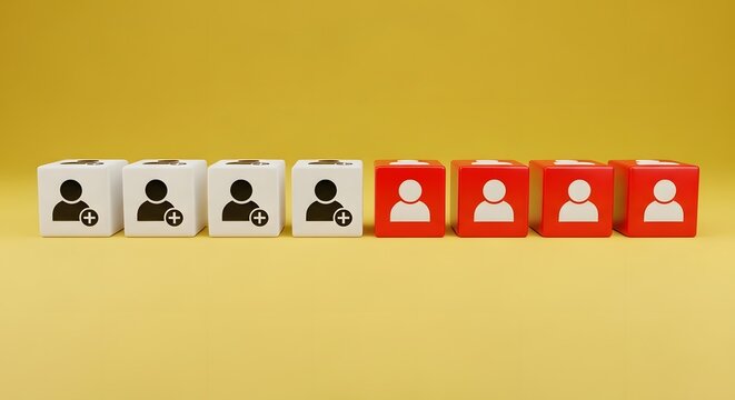 Conceptual dice shifting phrases from new member onboarding to current team, set against yellow backdrop