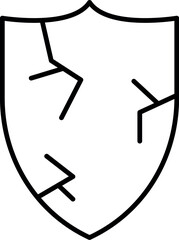 Cracked Shield Outline Icon for Graphic Design, Web Sites, Cards, Books, Articles