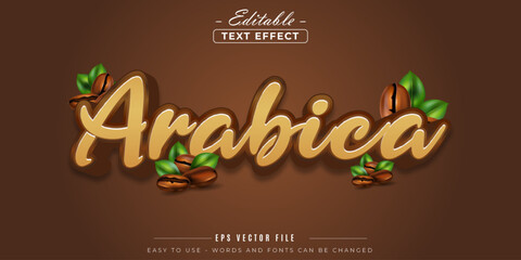 Arabica coffee text, editable text effect.