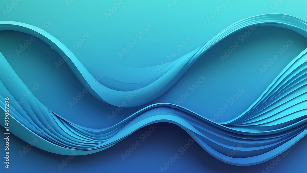 Poster abstract blue wave design with layered curves on a gradient background