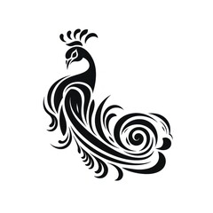 Naklejka premium Peacock pattern white black.