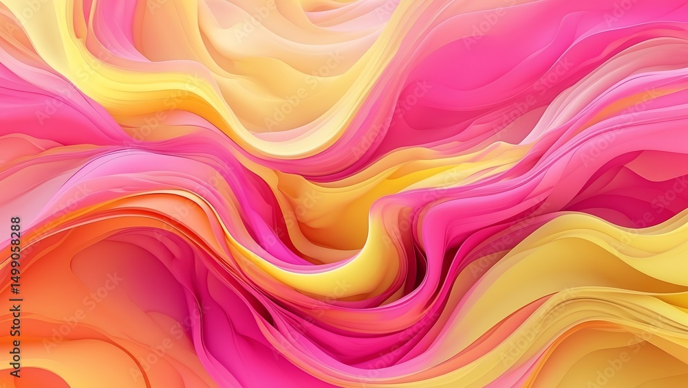 Poster abstract flowing colors in pink yellow and orange creating a soft fluid background