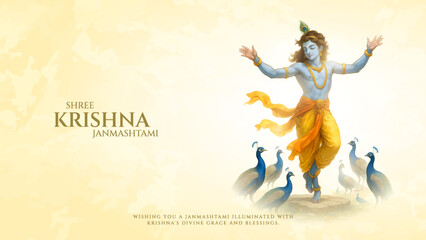 Happy Janmashtami  With colorfull abstract Background Vector Illustration design. illustration for Krishna Janmashtami. Happy Janmashtami realistic  Lord Krishna vector.