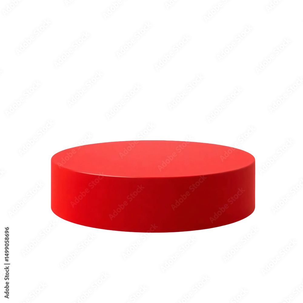 Wall mural empty round red podium isolated on transparent background