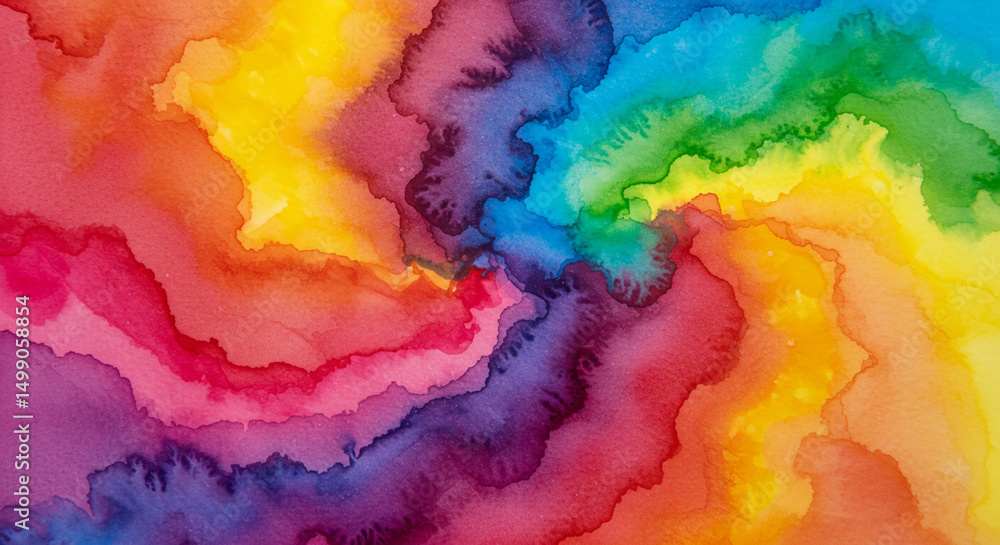 Poster dynamic spectrum of colors: fluid watercolor abstract capturing a swirling display of vibrant hues i