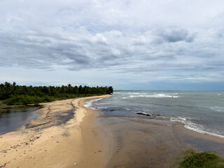 View of the Vattakottai beach from the Vattakottai Fort which is a fort constructed during the reign of the erstwhile kingdom of Travancore, Kanyakumari, Tamil Nadu. Selective focus on the water