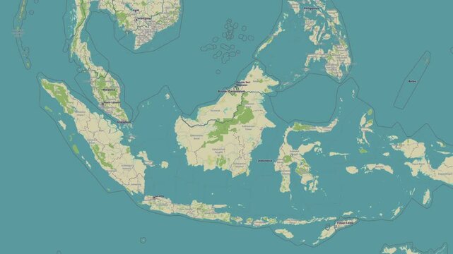 Borneo Island in the Makassar Strait. Zoom