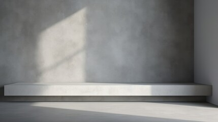 abstract. minimalistic background for product presentation. walls in  large empty room. can full of sunlight. Loft wall or minimalist wall. Shadow, light from windows to plaster wall.