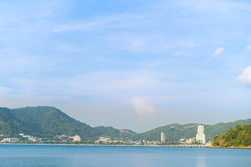 Fototapeta premium Afternoon sky with clouds, background on the beach near Patong.