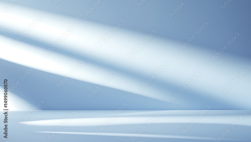 Aufkleber abstract light and shadow on a clean blue wall creating soft geometric patterns
