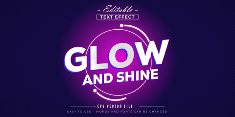 Neon glow and shine editable text effect.