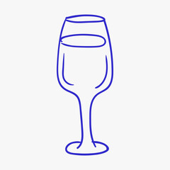 Outline of a wine glass filled with clear liquid on a plain background emphasizes simplicity and elegance in design