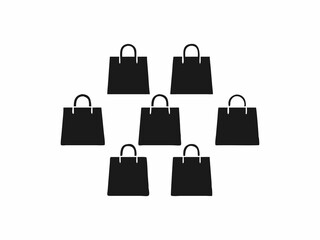 Simple Black and White Shopping Bags Illustration Set