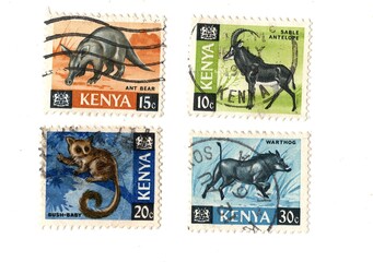 Vintage postage stamps from Kenya.