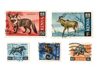 Vintage postage stamps from Kenya.